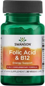 Swanson Swanson Folic Acid & B12, 30 капс. 